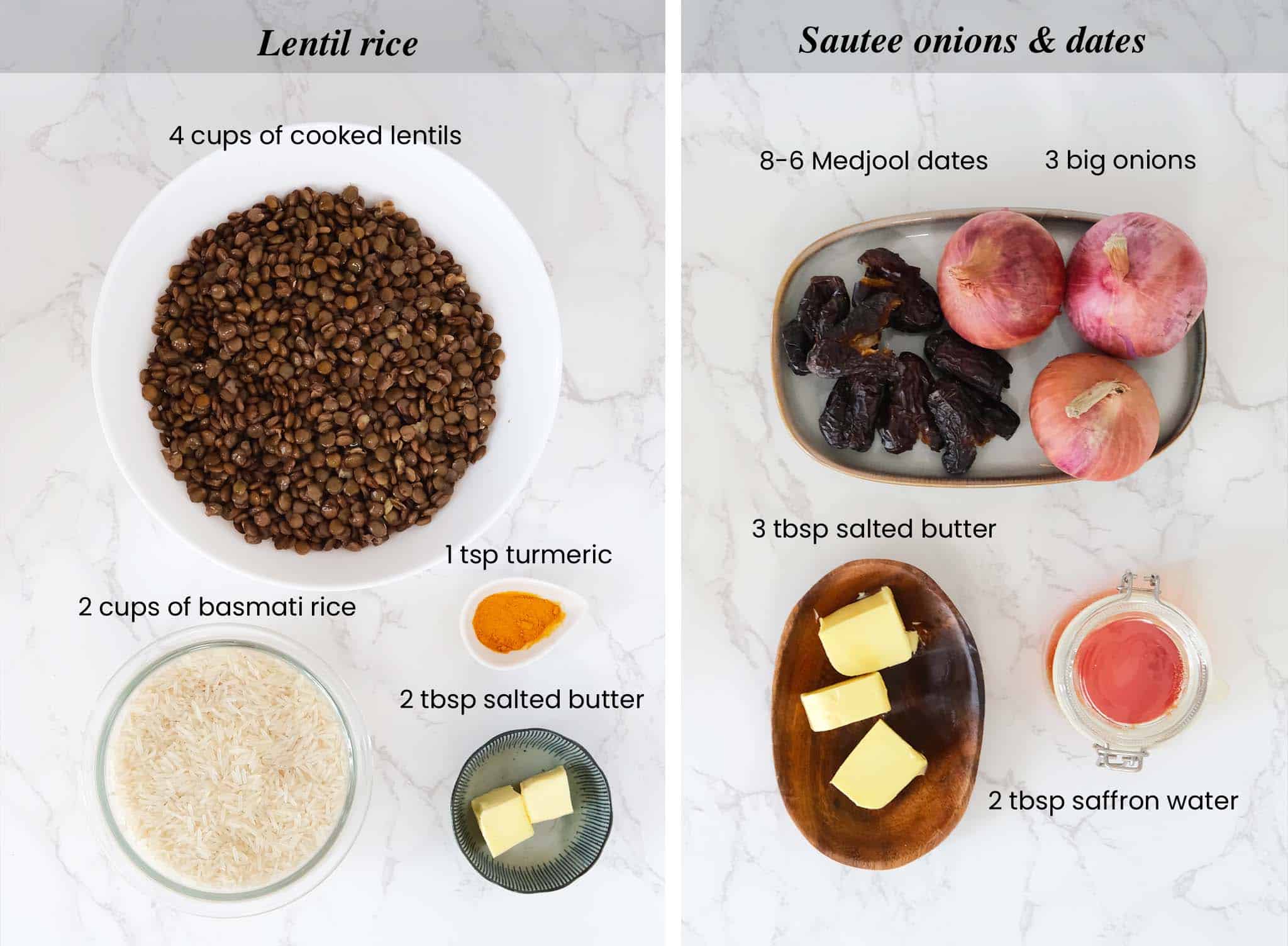  Ingredients for lentil rice