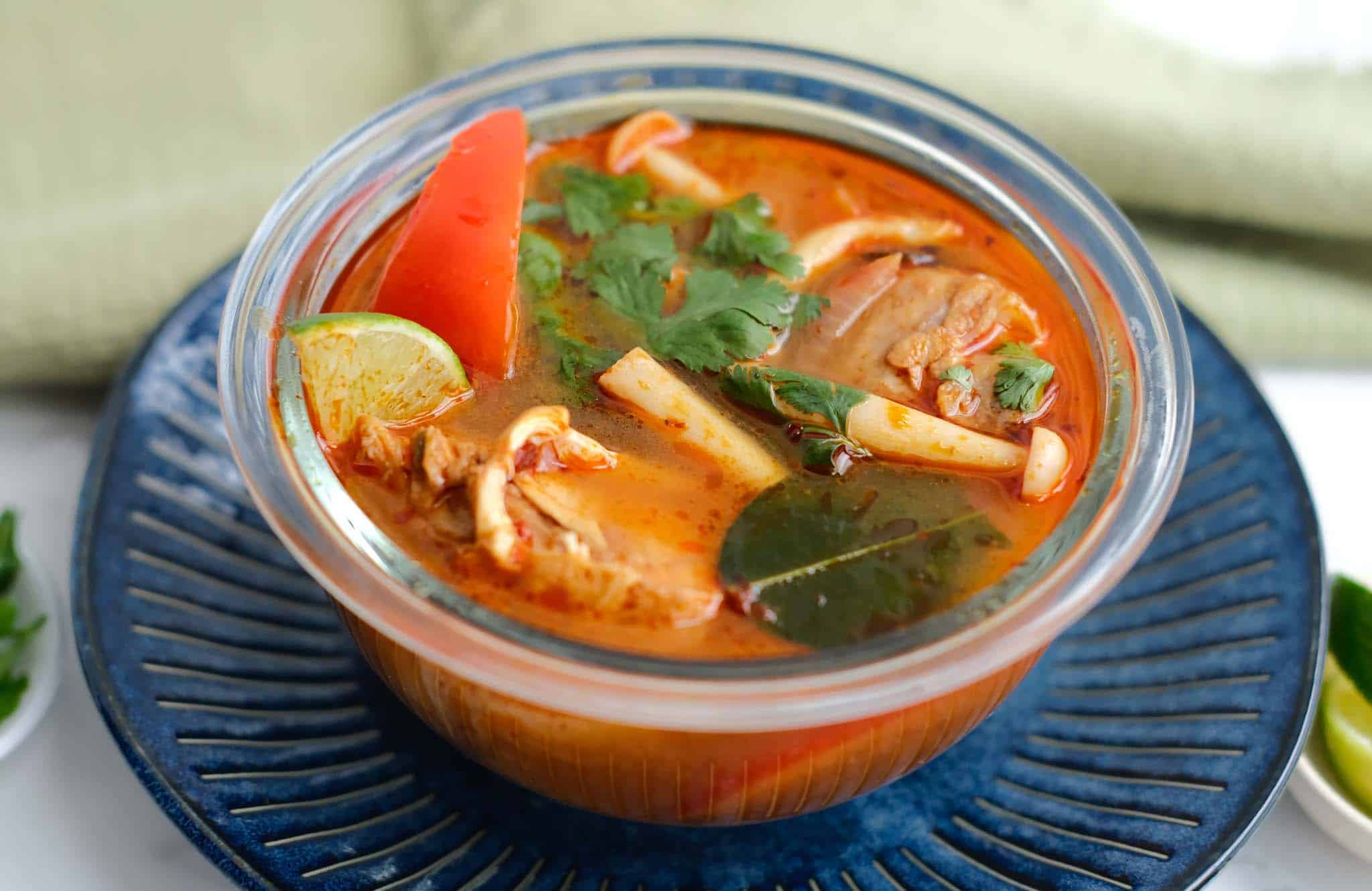 Authentic Chicken Tom Yum_Nam Sai style in a bowl