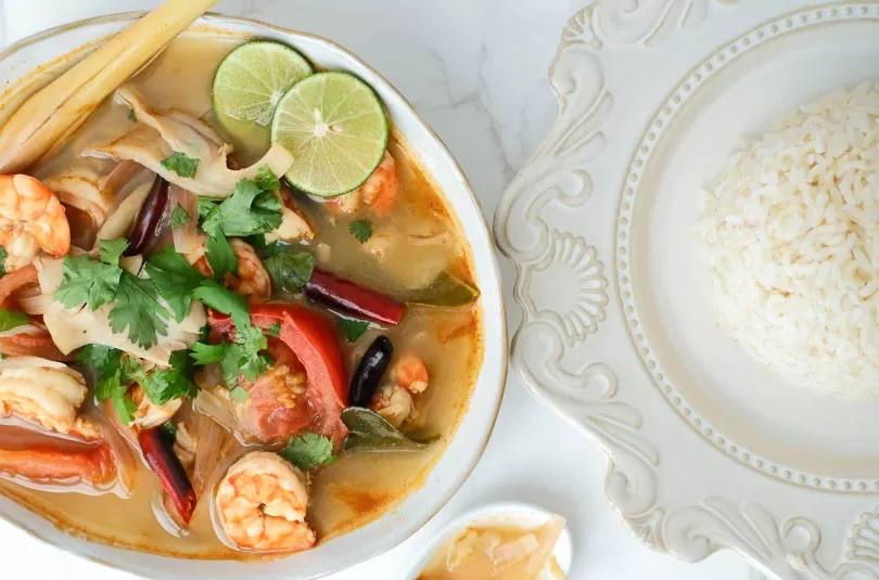 Tom Yum served with rice