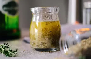 Mediterranean salad dressing in a jar