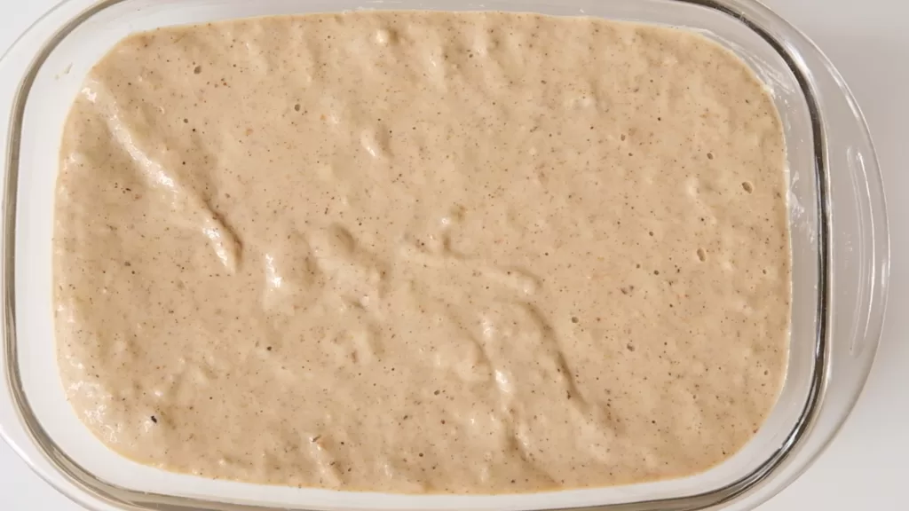 The batter texture after mixing wet ingredients and dry ingredients.