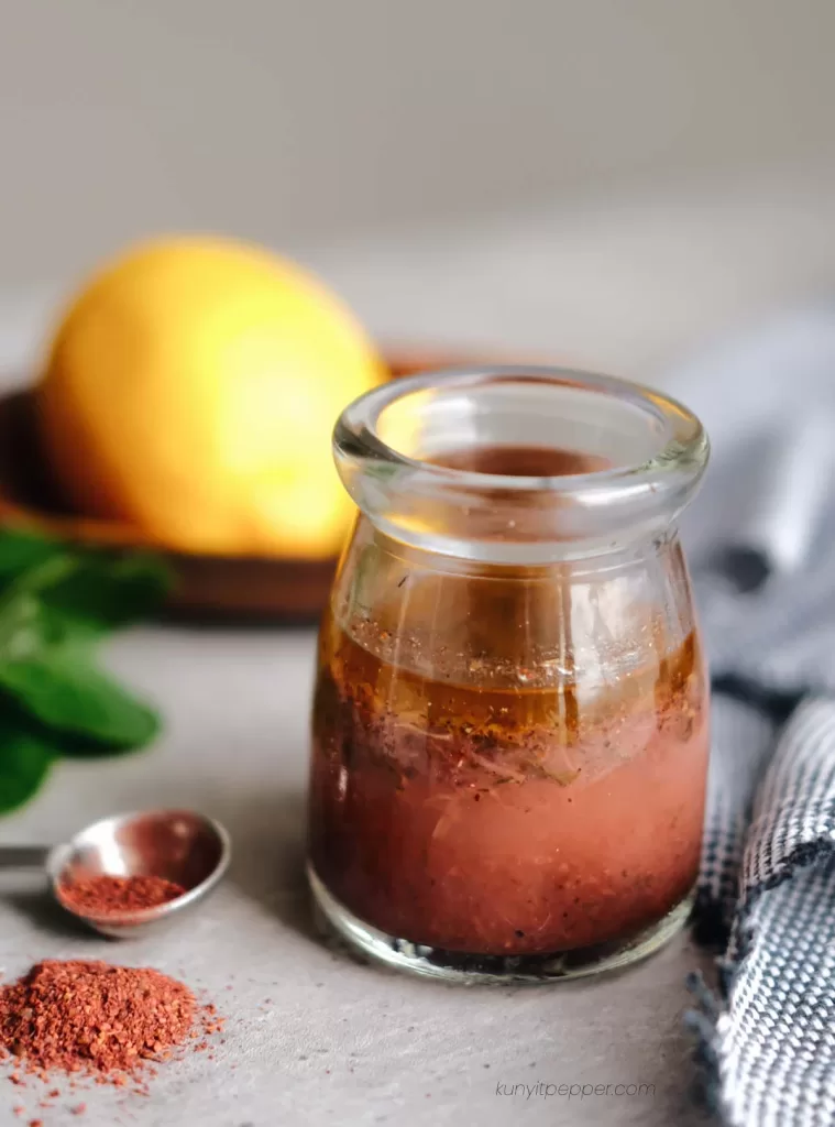 Sumac sauce salad dressing in a jar