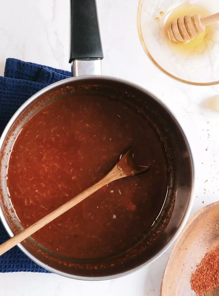 Garlic chili sauce in a pot