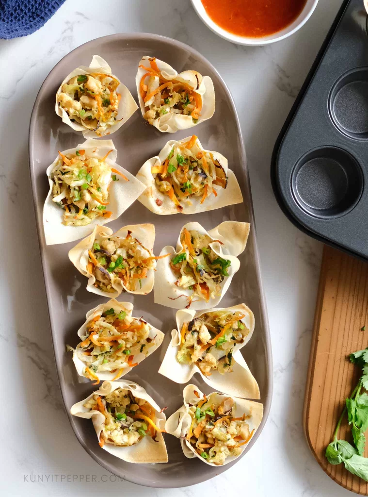 Oven-baked spring roll cups