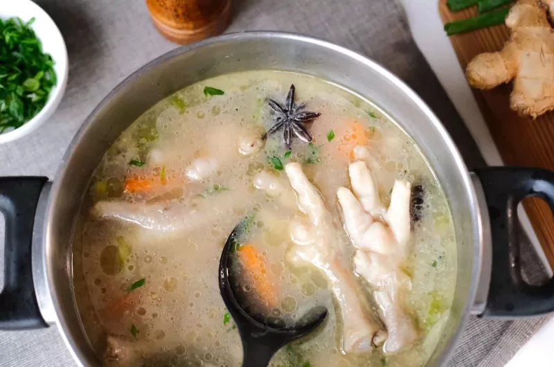 Asian Ginger Chicken Feet Soup - collagen-rich soup