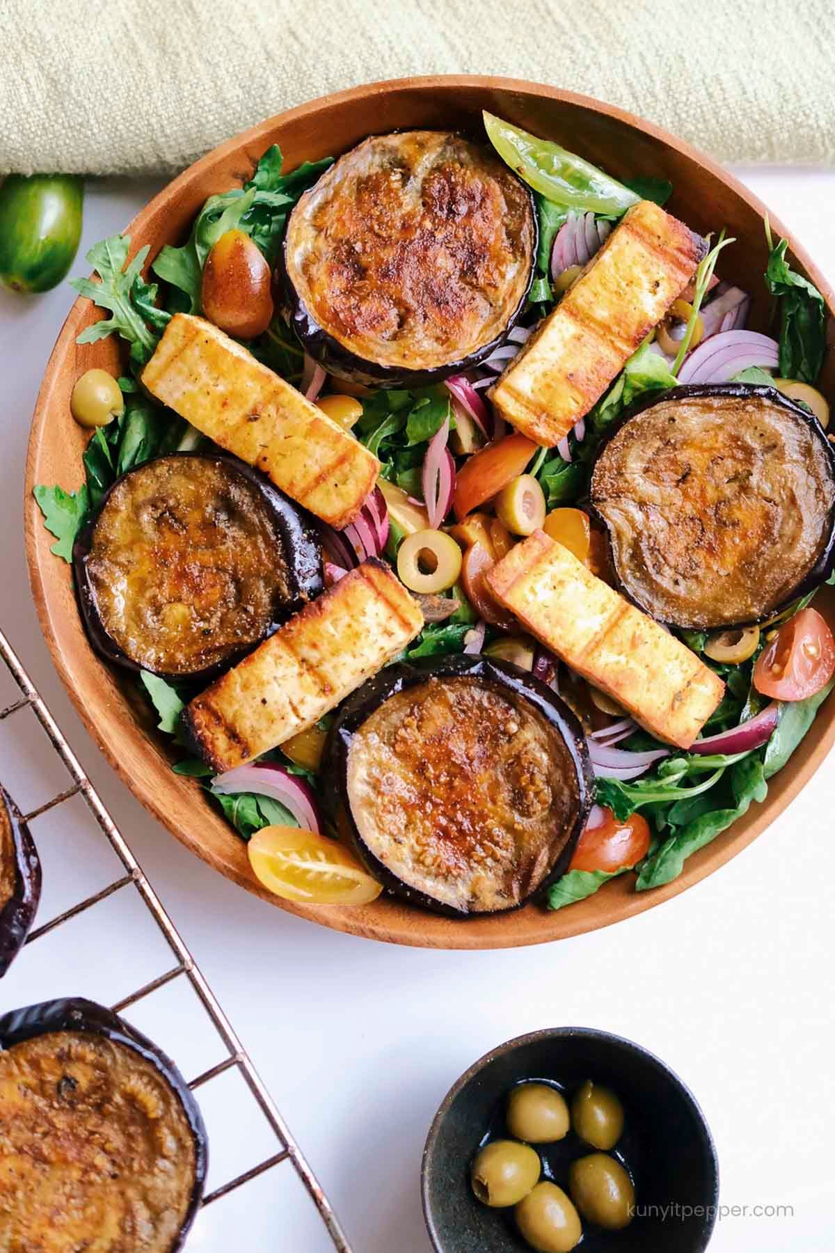 Mediterranean Eggplant Salad with Halloumi