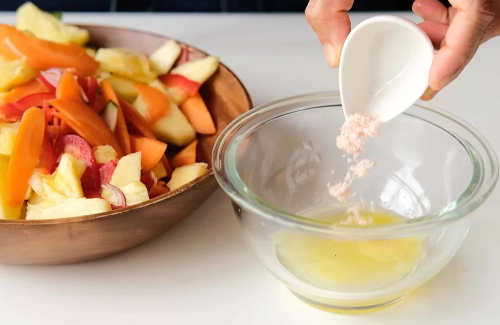 Mixing all the liquid and flavoring in a small bowl