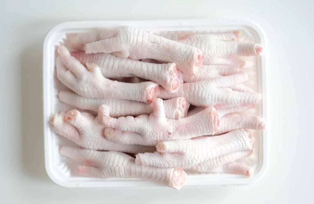 Clean and well trimmed chicken feet