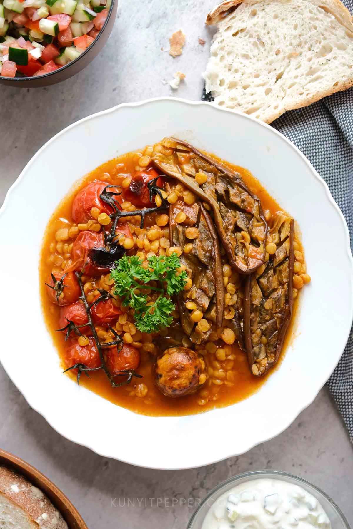 Yellow Split Peas Stew with Eggplants