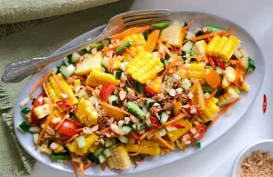 Thai spicy corn and cucumber salad