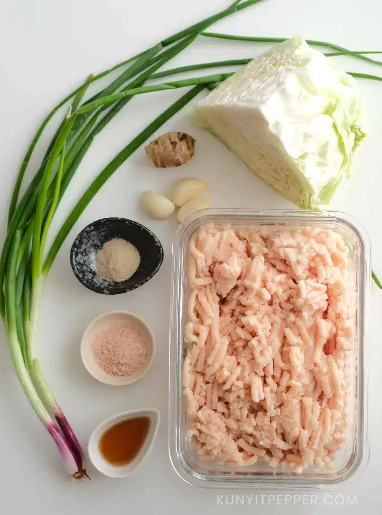 Ingredients to make Asian chicken meatballs