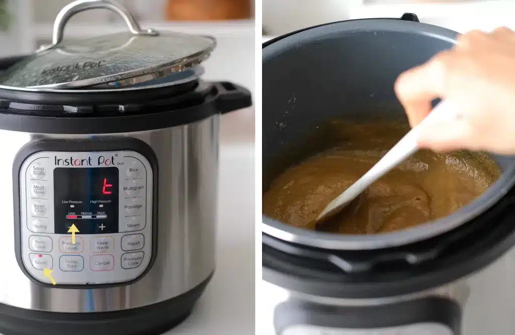 Slow cook pear butter in instant pot on Sauté setting