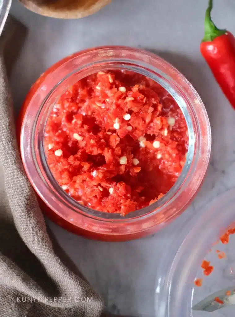 3-Ingredients Sambal Oelek in a jar