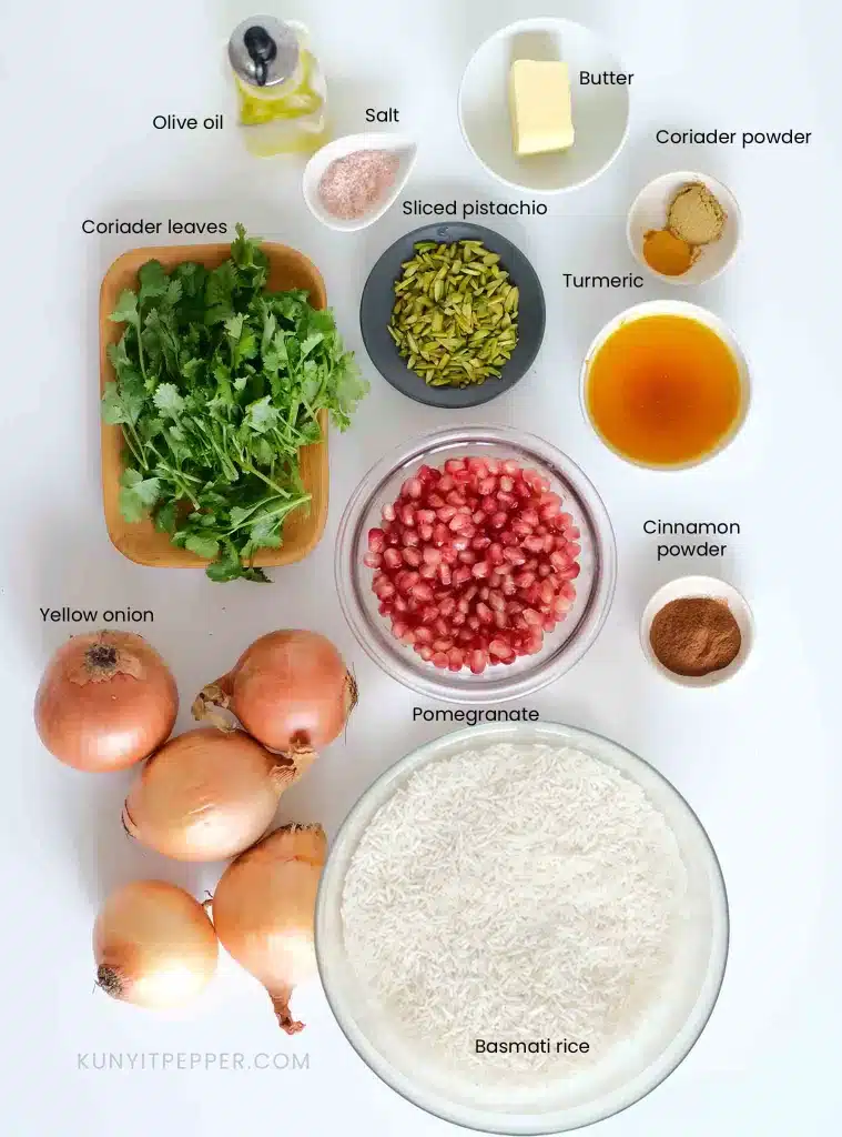 Stuffed Onion Pomegranate Rice Recipe Ingredients