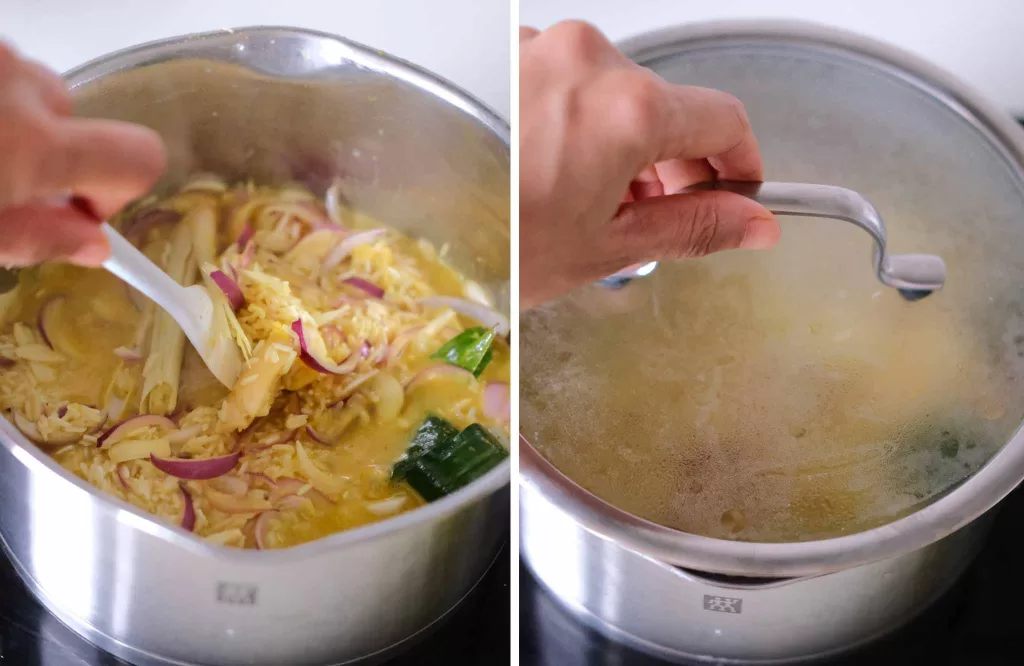 Cooking Turmeric Rice on a Stovetop