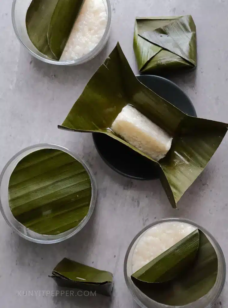 Fermented Rice in a Jars and Banana Leaves