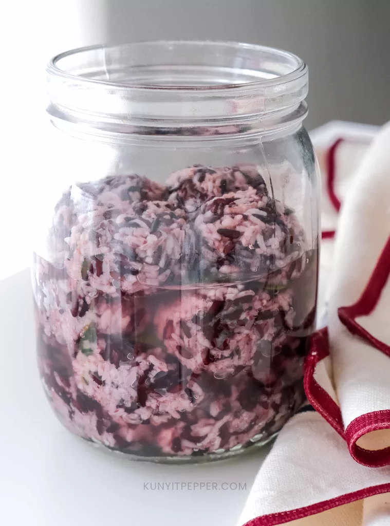 Fermented Rice with Black Rice in a jar- Tapai