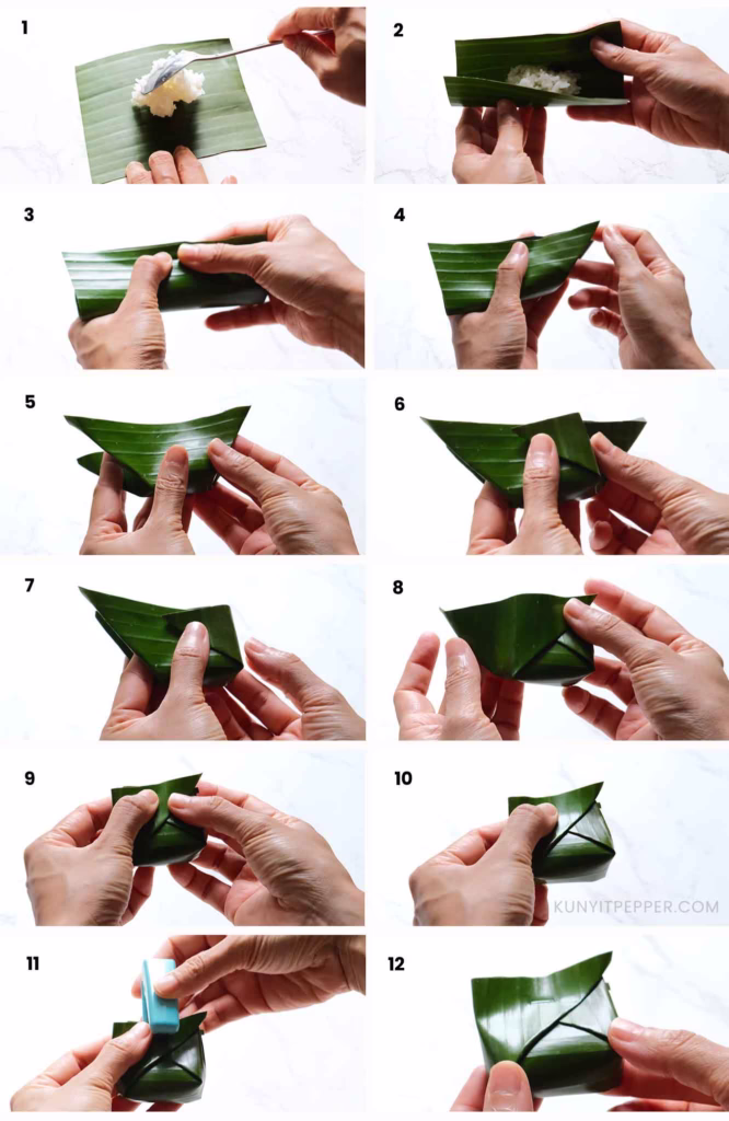 12 steps on how to wrap tapai with banana leaves