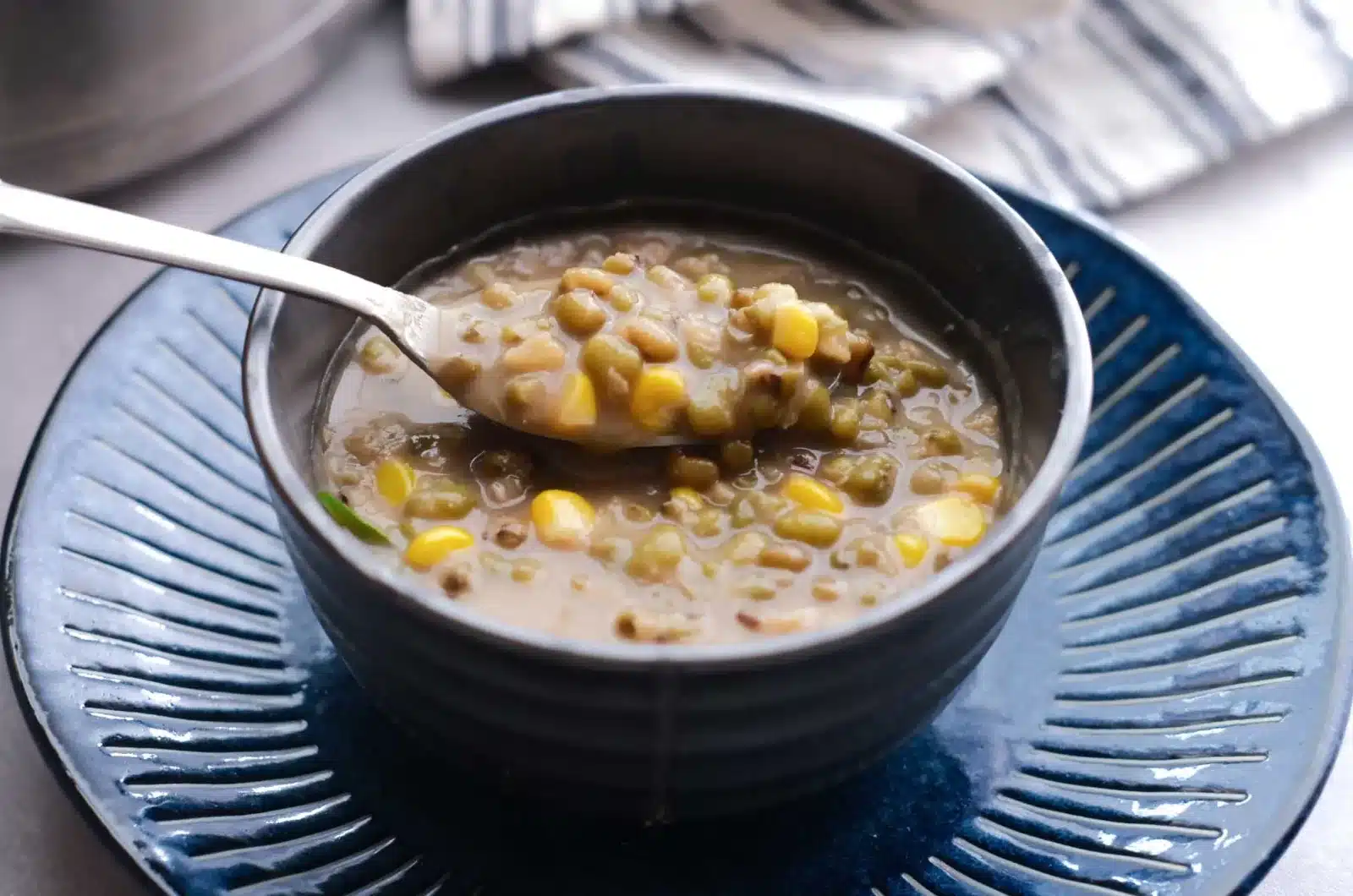 Coconut Milk Mung Bean Dessert with Corn