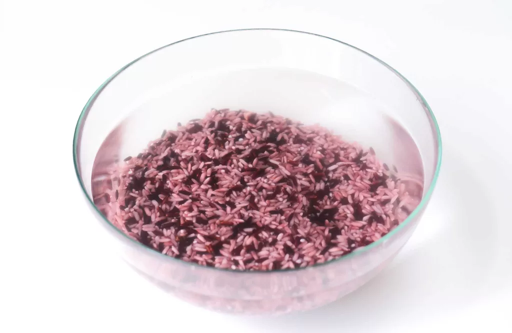 Purple Rice Soaking in a bowl of water