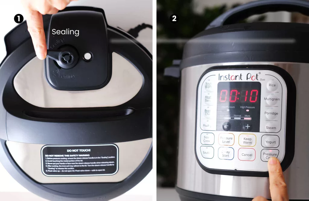 Turn the valve to 'Sealing' and set the Instant Pot on 'Pressure Cook'.jpg