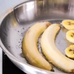 Bananas sizzling on a skillet