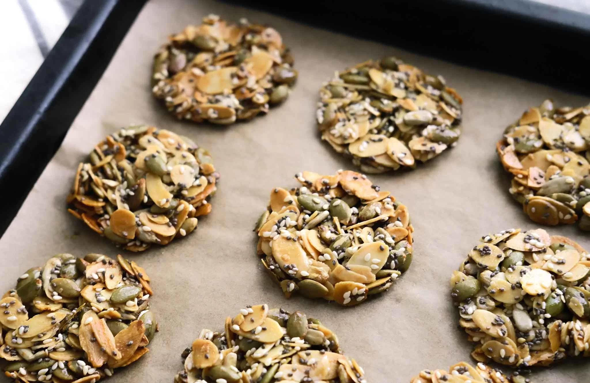 Freshly Baked Almond Florentine With Honey And Seeds Cookies