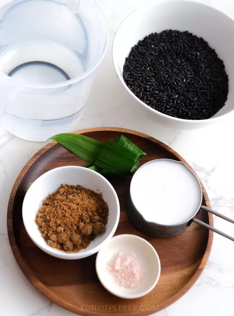 Ingredients to make Bubur Pulut Hitam/Black Rice Pudding