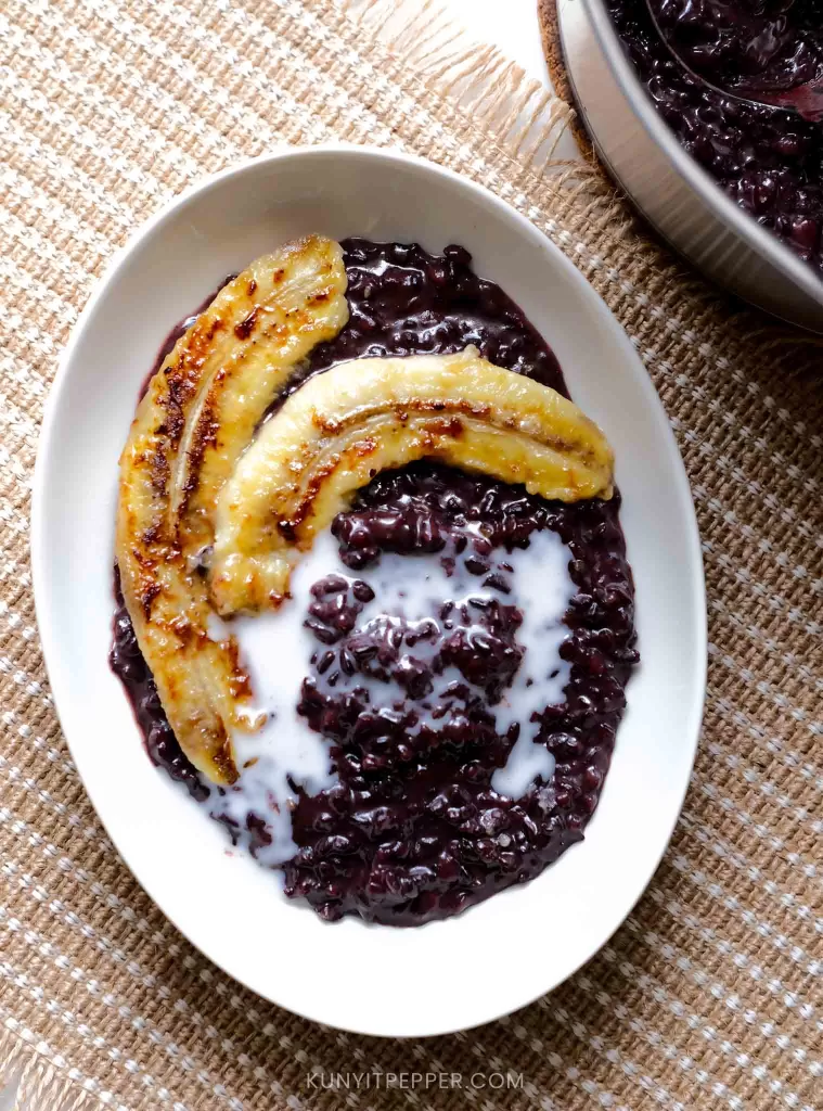 Sweet Black Rice Pudding with Caramelized Banana