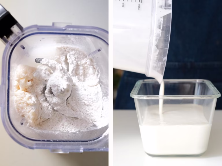 Blending ingredients to make apam Blending ingredients fermented rice with the rest of ingredients and pout into container